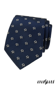 Тъмно синя вратовръзка с футболен мотив